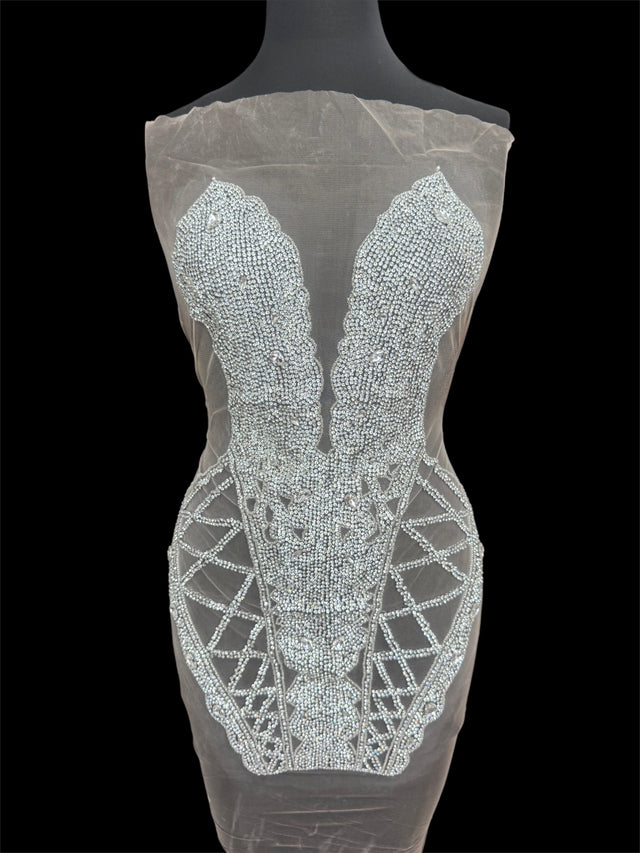 Silver Rhinestone Bodice Appliqué