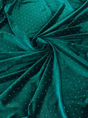 Stretch Velvet Teal Green Rhinestone Beaded
