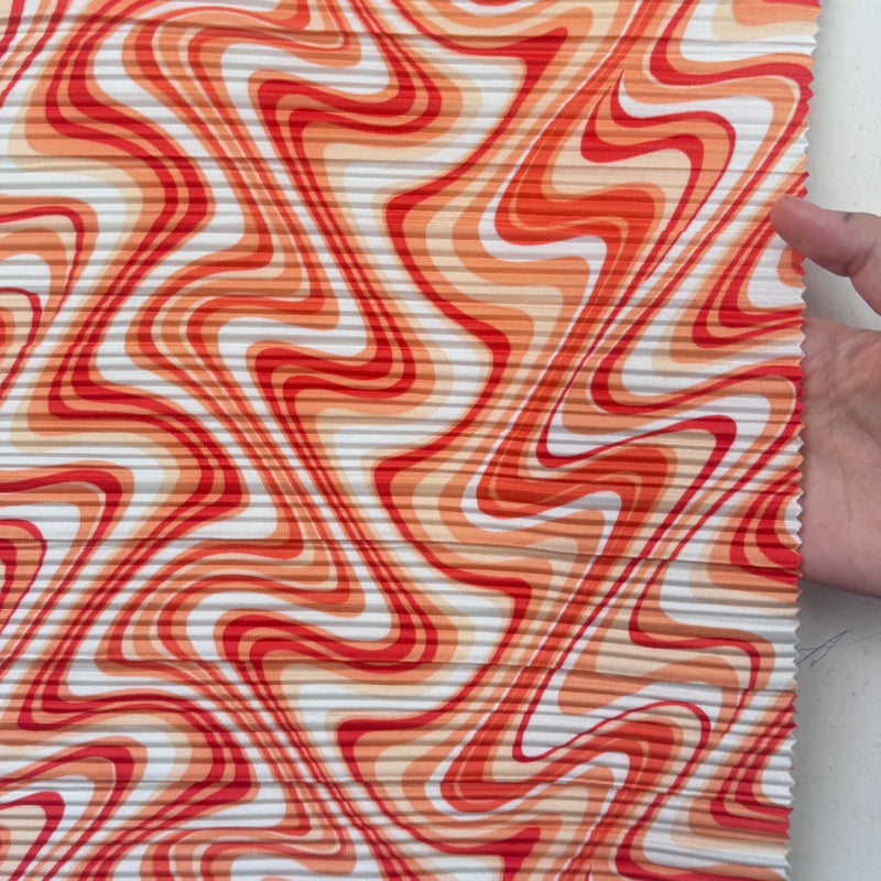 Printed Pleated Knit Orange Wave