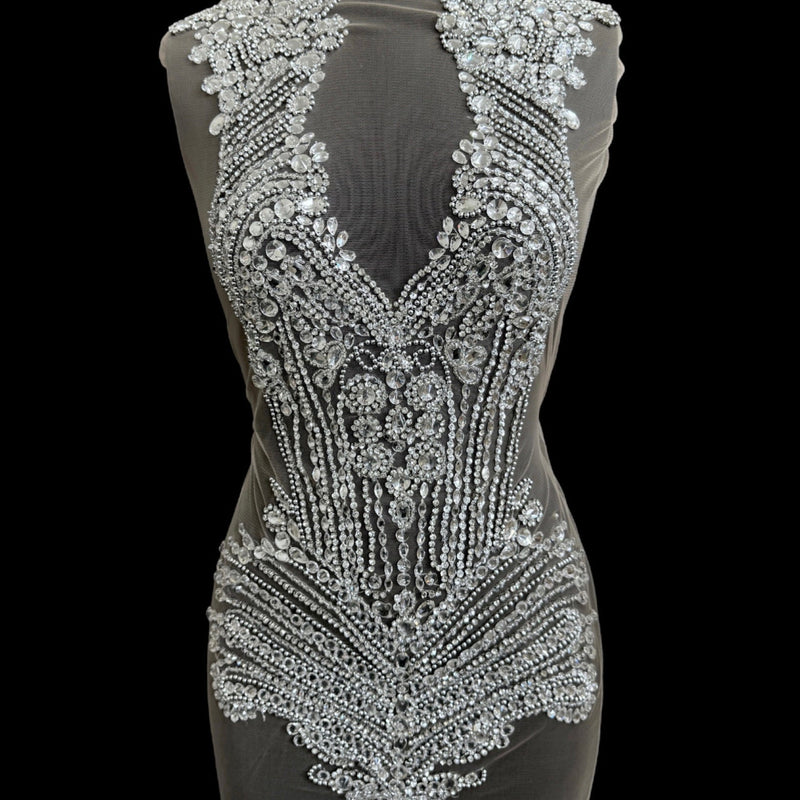 Silver Rhinestone Bodice Applique