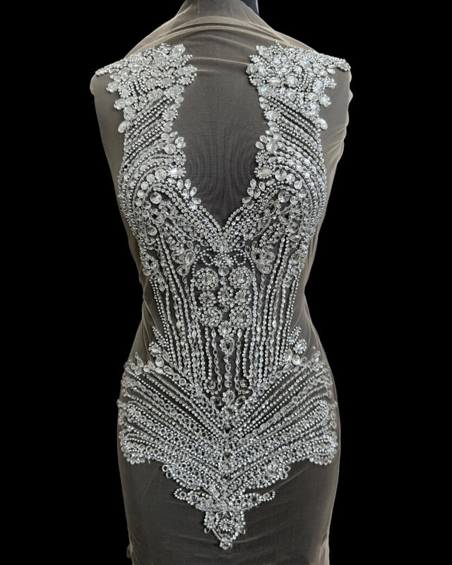 Silver Rhinestone Bodice Applique