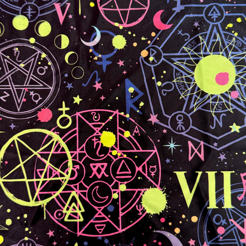 Printed Nylon Spandex Zodiac Astrology Black