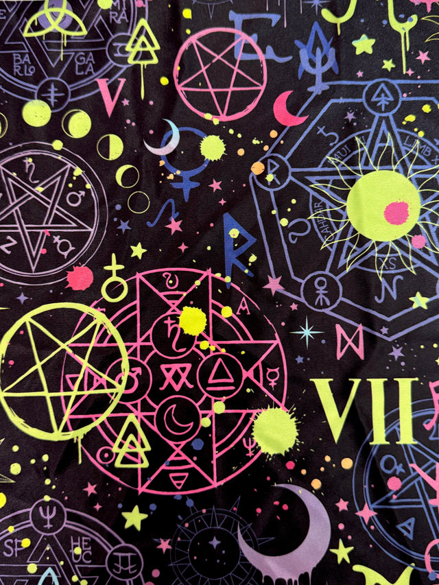 Printed Nylon Spandex Zodiac Astrology Black