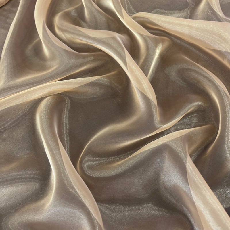 Shimmer Organza Khaki Crystal Organza
