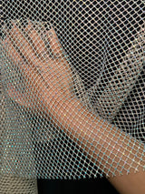 Rhinestone Diamond Fishnet Mesh Champagne