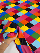 Printed Nylon Spandex Multicolor Checkered