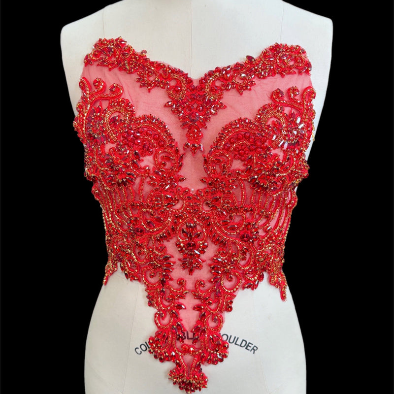 Red Rhinestone Bodice Applique
