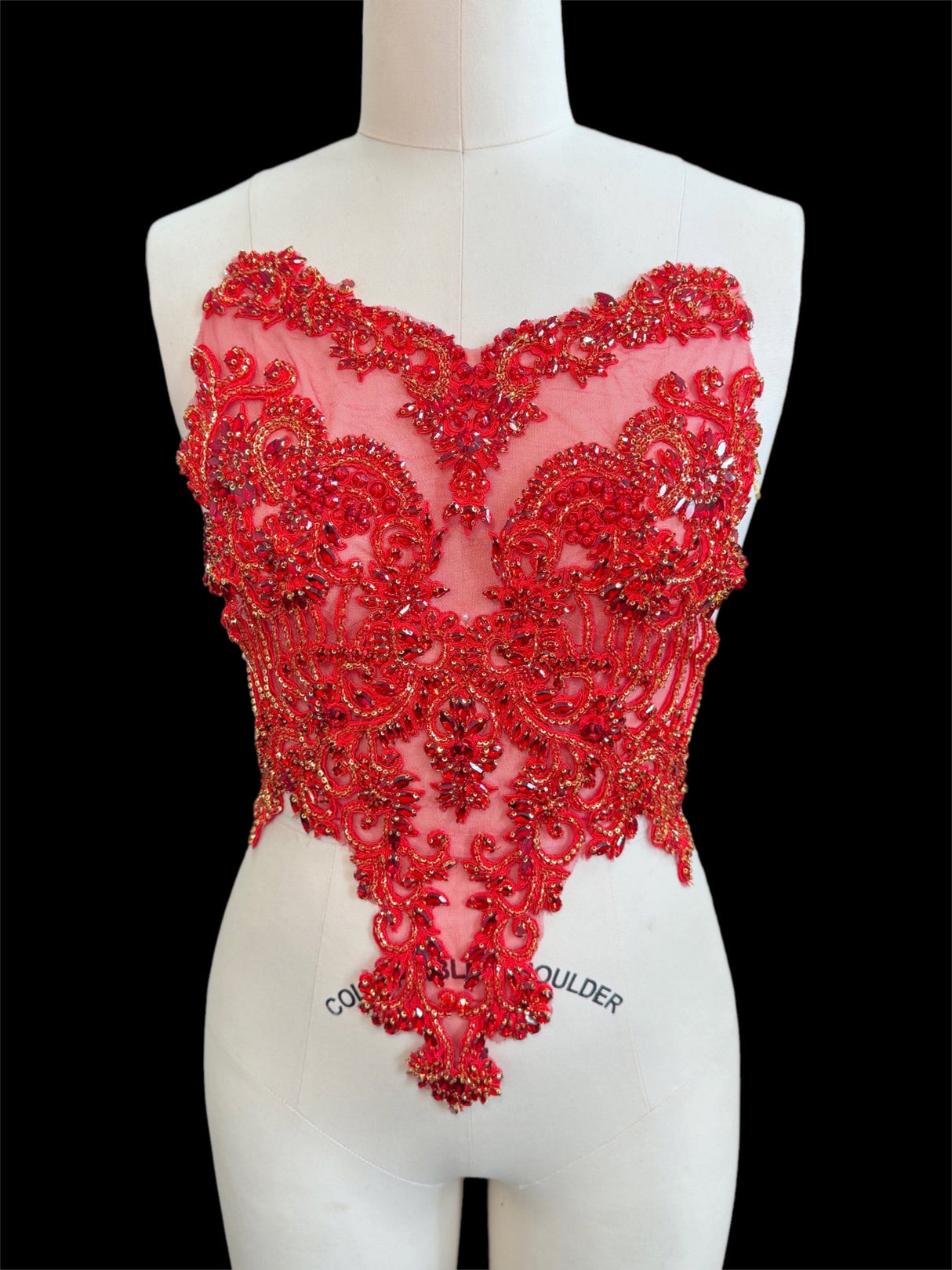 Red Rhinestone Bodice Applique