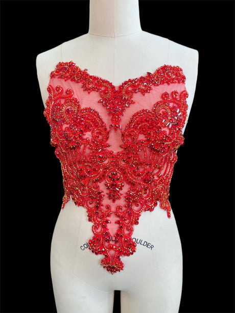 Red Rhinestone Bodice Applique