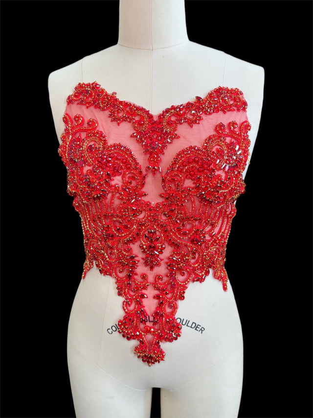 Red Rhinestone Bodice Applique