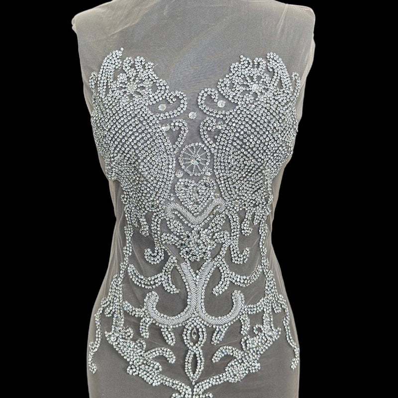 Silver Rhinestone Bodice Applique