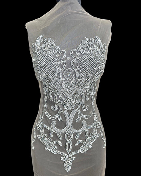 Silver Rhinestone Bodice Applique