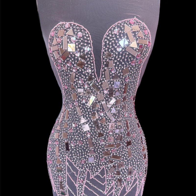Pink Rhinestone Bodice Applique