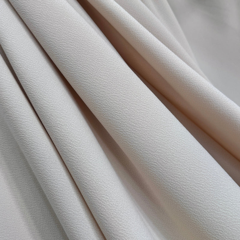 Cream Bubble Textured Stretch Crepe