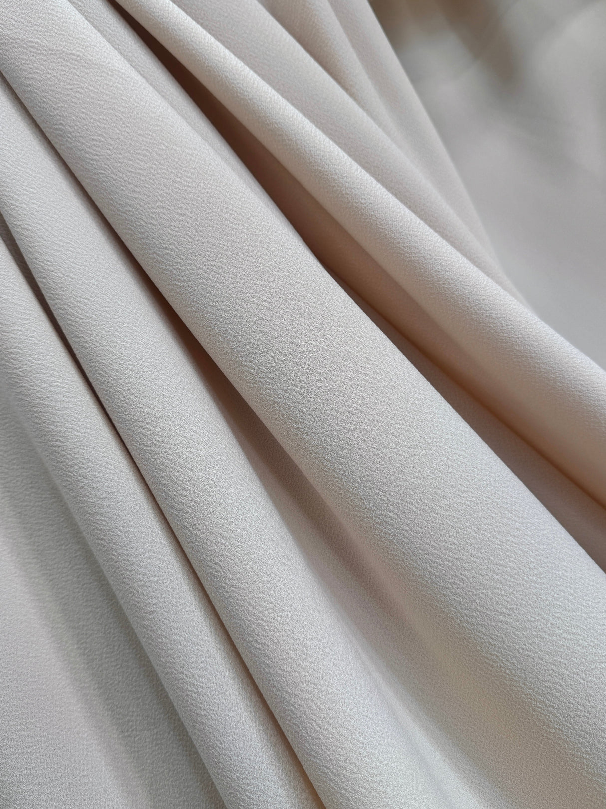 Cream Bubble Textured Stretch Crepe