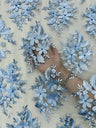 3D Flower Scalloped Mesh Lace Baby Blue