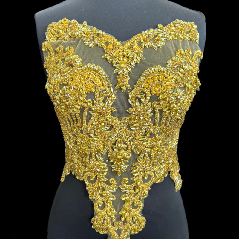 Gold Rhinestone Bodice Applique