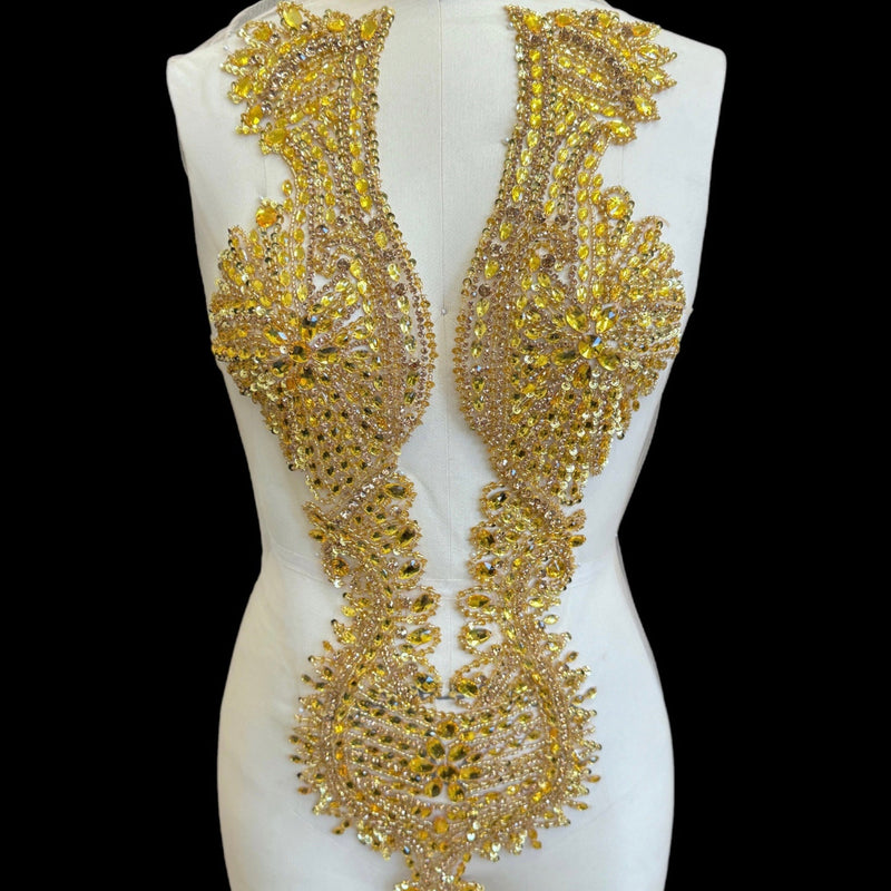 Gold Rhinestone Bodice Applique