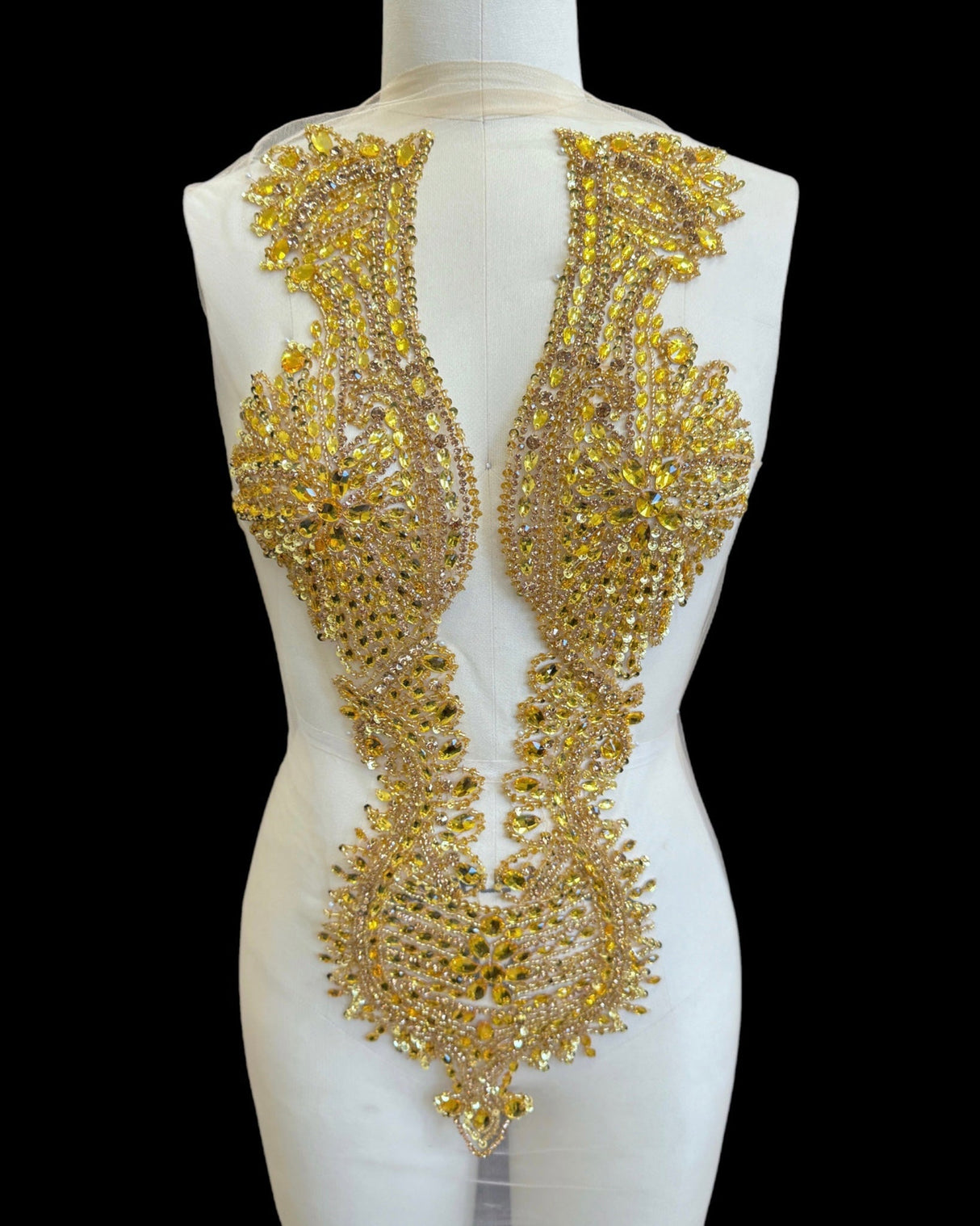 Gold Rhinestone Bodice Applique