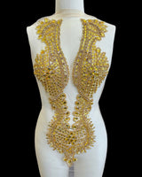 Gold Rhinestone Bodice Applique