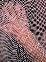 Pink Rhinestone Diamond Fishnet Mesh