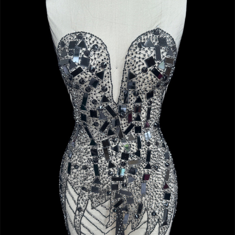 Black Rhinestone Bodice Appliqué