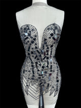 Black Rhinestone Bodice Appliqué