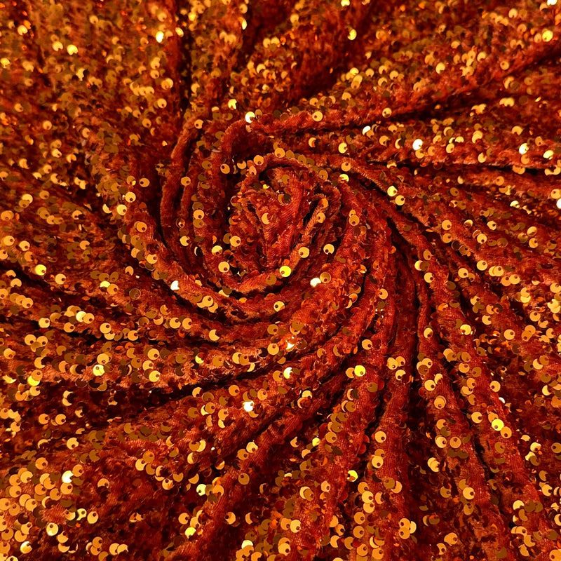 Stretch Sequin on Velvet Burnt Orange