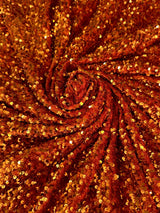Stretch Sequin on Velvet Burnt Orange
