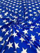 Printed Nylon Spandex Royal Blue Star Print