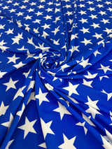 Printed Nylon Spandex Royal Blue Star Print