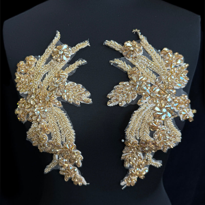 Gold Champagne Rhinestone Applique