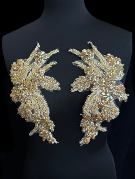 Gold Champagne Rhinestone Applique