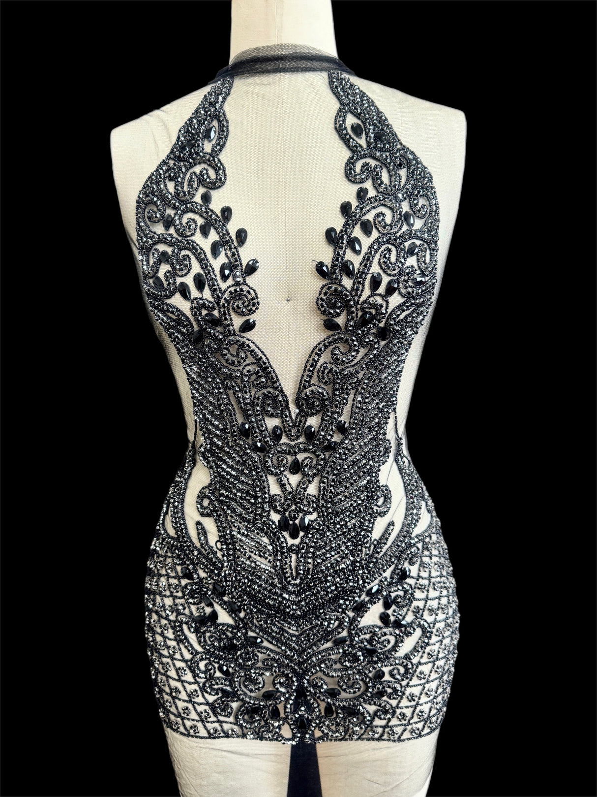 Black Rhinestone Bodice Applique