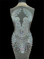 Silver Iridescent Rhinestone Bodice Applique