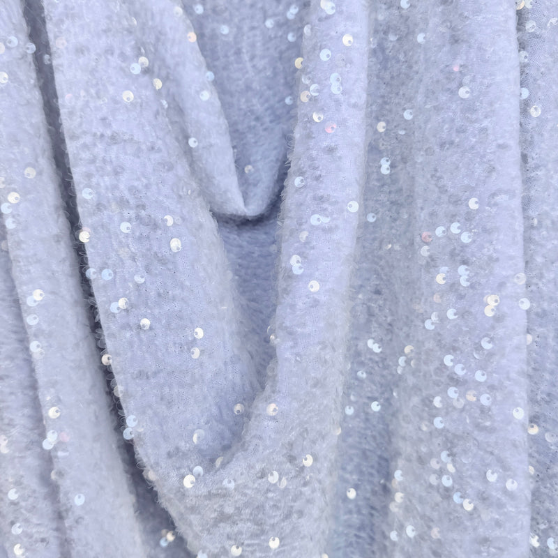 Stretch Sequin on Velvet White