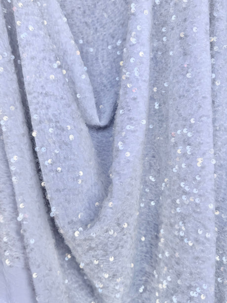 Stretch Sequin on Velvet White