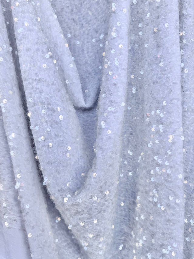 Stretch Sequin on Velvet White
