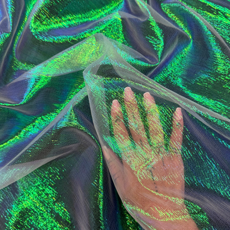 Iridescent Crushed Organza Green