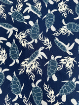 Printed Nylon Spandex Navy Turtle