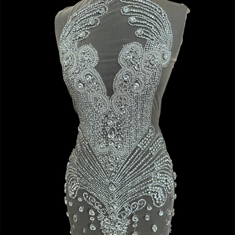 Silver Rhinestone Bodice Applique