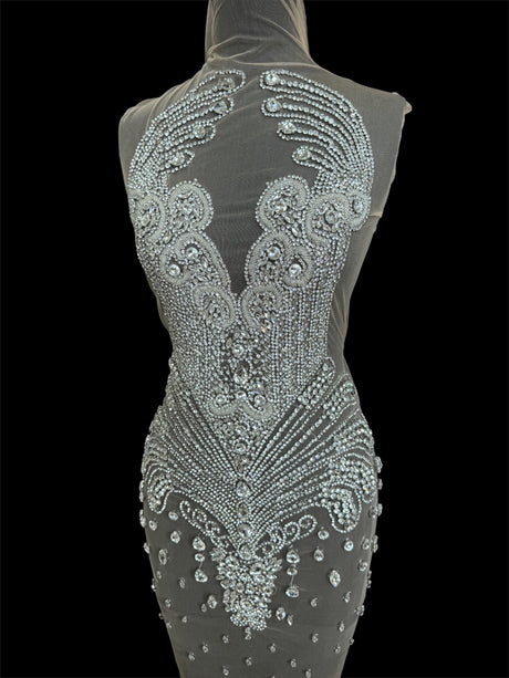 Silver Rhinestone Bodice Applique