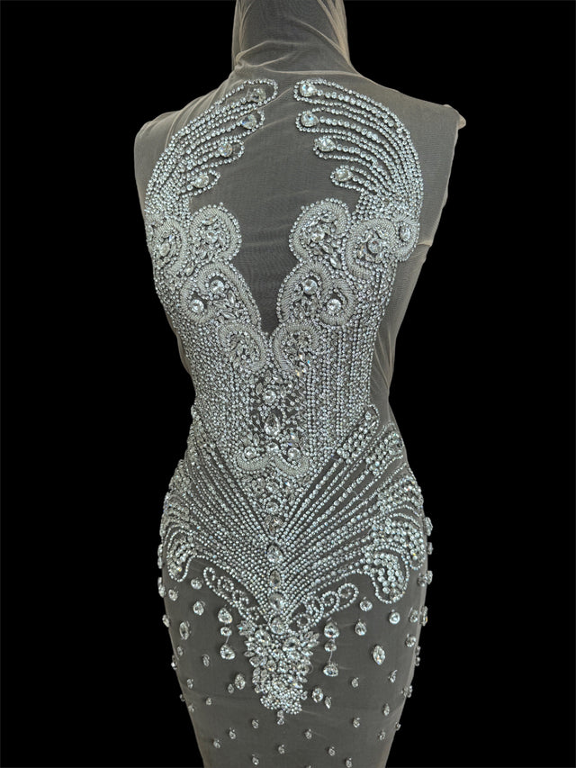 Silver Rhinestone Bodice Applique