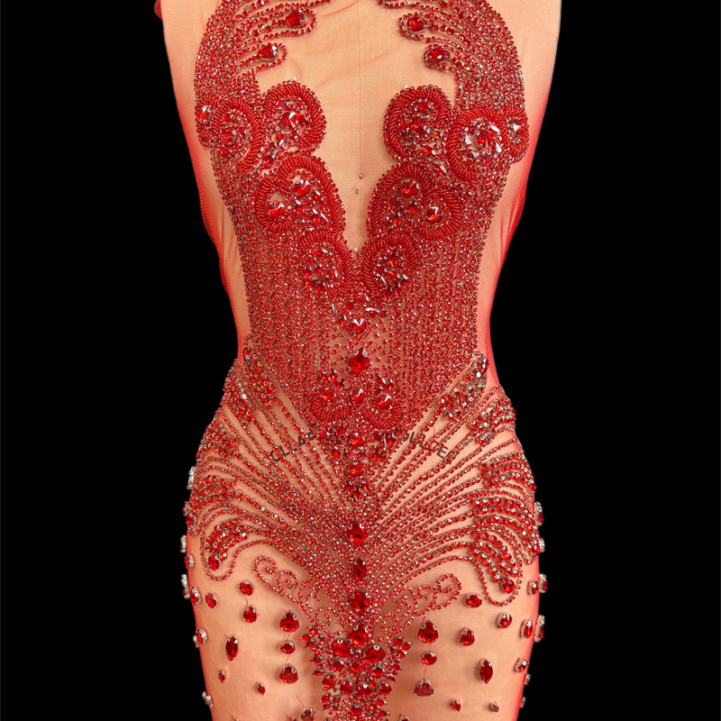 Red Rhinestone Bodice Applique
