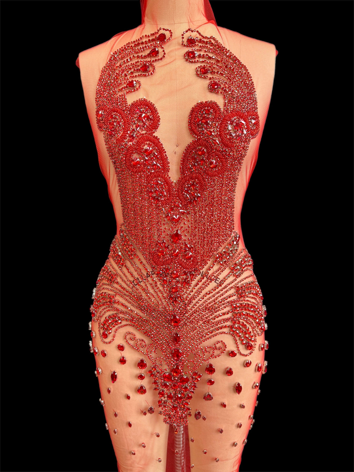 Red Rhinestone Bodice Applique