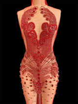 Red Rhinestone Bodice Applique