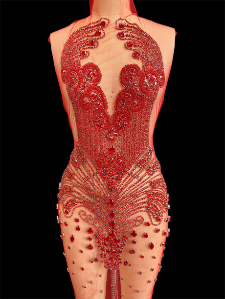 Red Rhinestone Bodice Applique