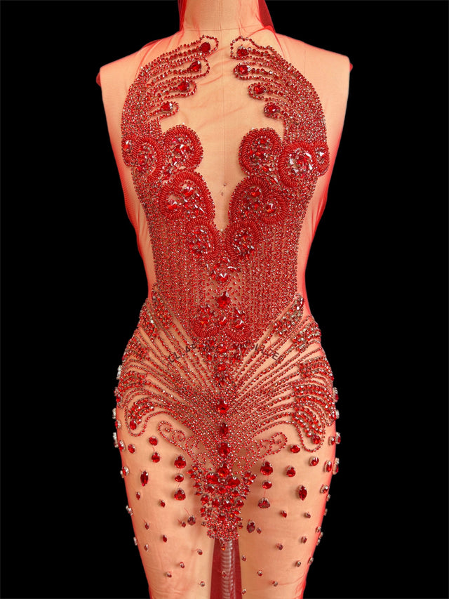 Red Rhinestone Bodice Applique