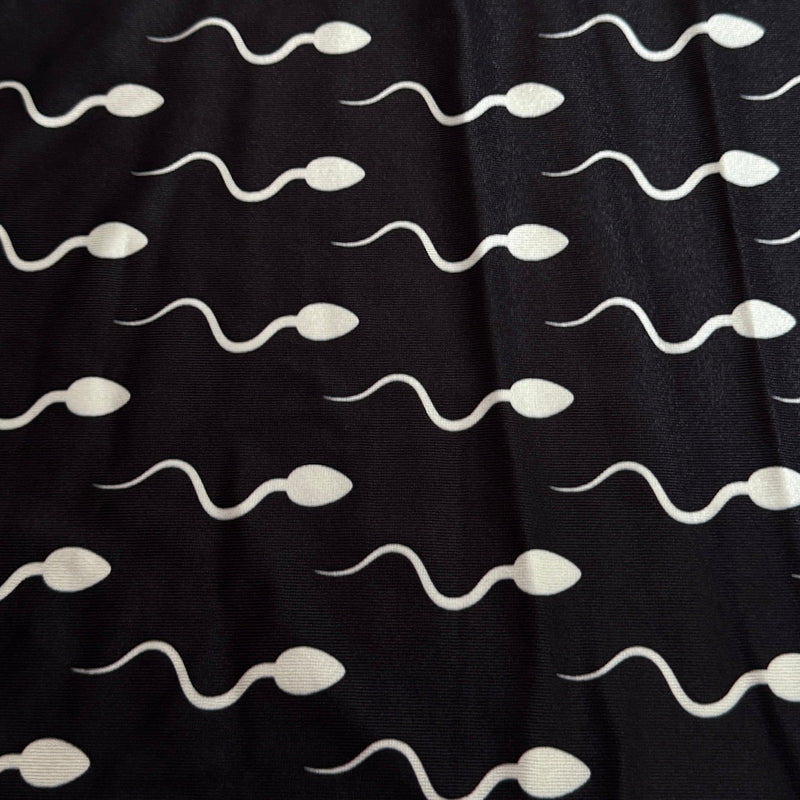 Printed Nylon Spandex Black Fastest Swimmer