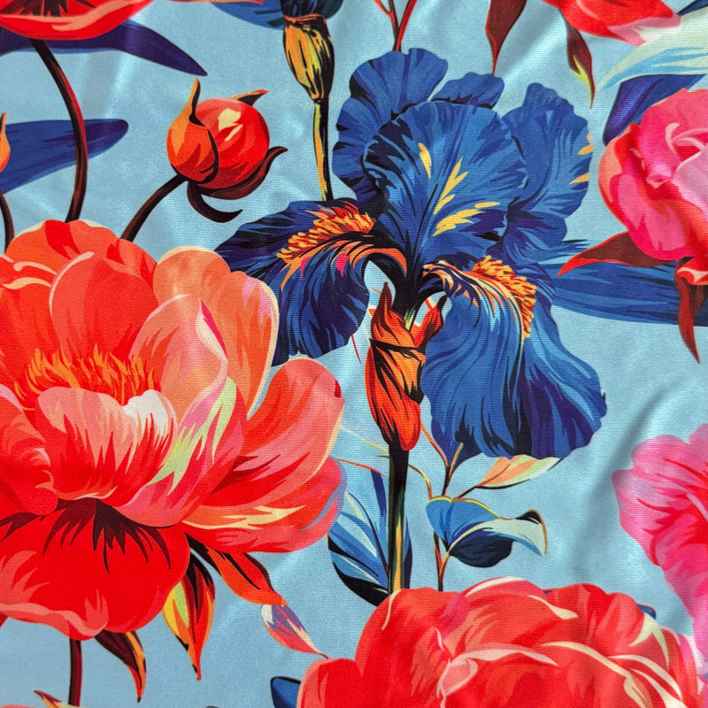 Printed Nylon Spandex Garden Flowers Multicolor